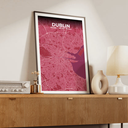 Dublin Scarlet Map Poster