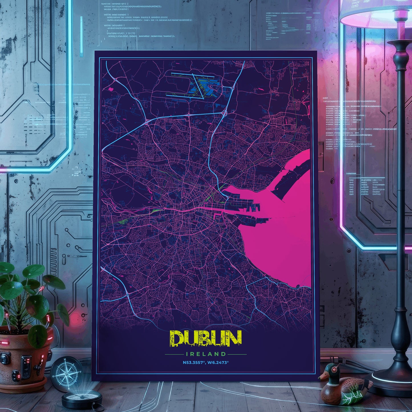 Dublin Cyberpunk Map Poster