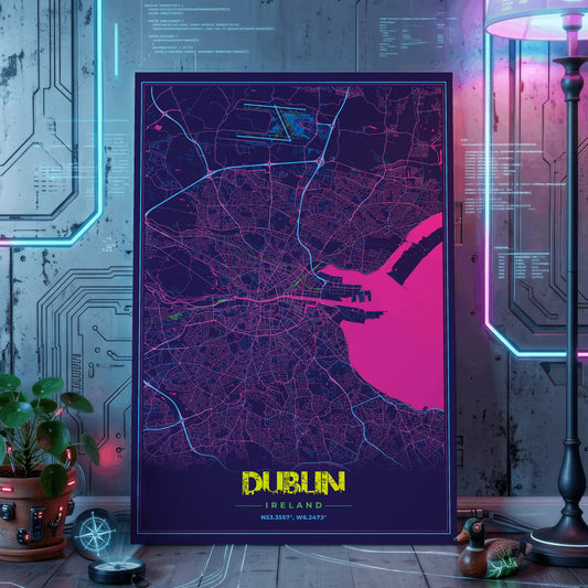 Dublin Cyberpunk Map Poster