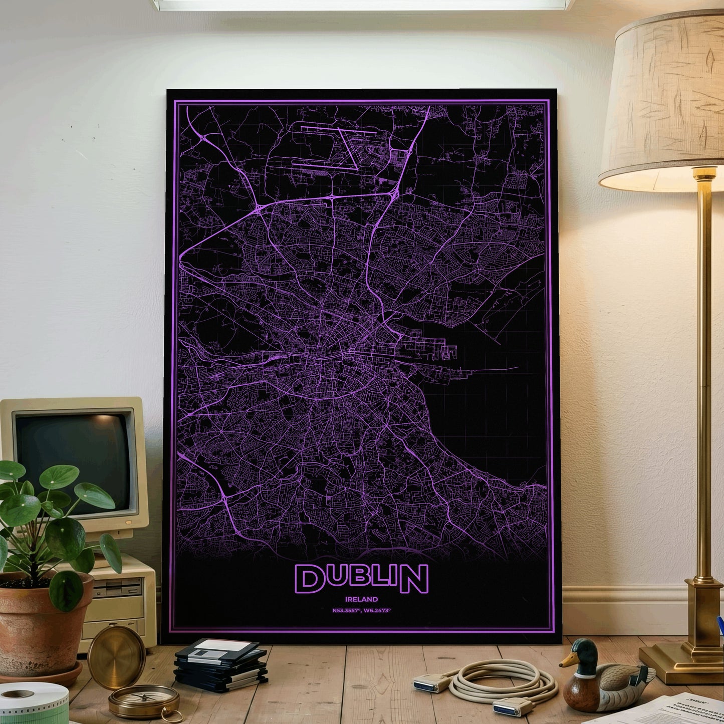Dublin Phosphor Map Poster - EGA Violet