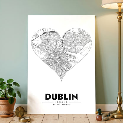 Dublin Heart Map Poster