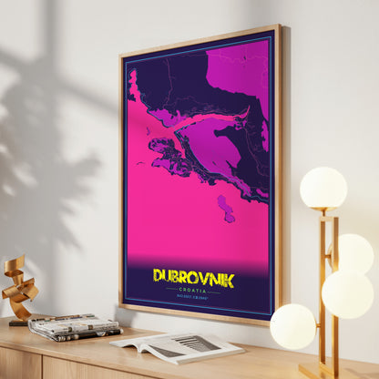 Dubrovnik Cyberpunk Map Poster
