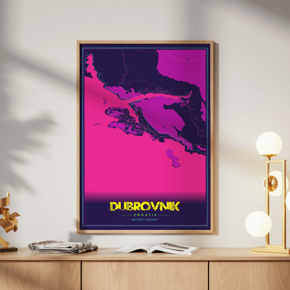 Dubrovnik Cyberpunk Map Poster