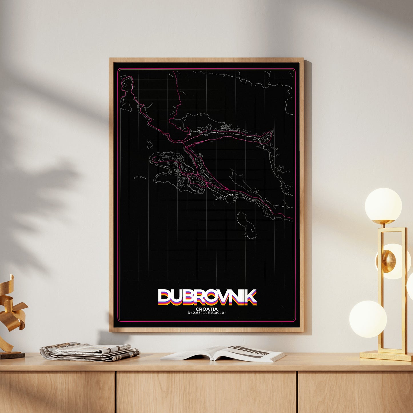 Dubrovnik Retro Map Poster