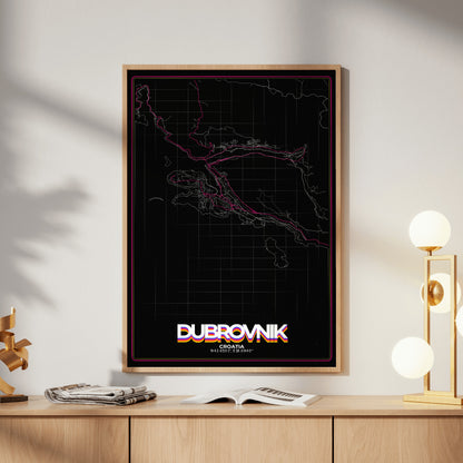 Dubrovnik Retro Map Poster