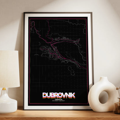 Dubrovnik Retro Map Poster