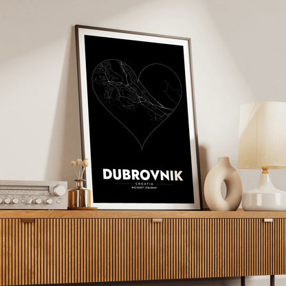 Dubrovnik Heart Map Poster