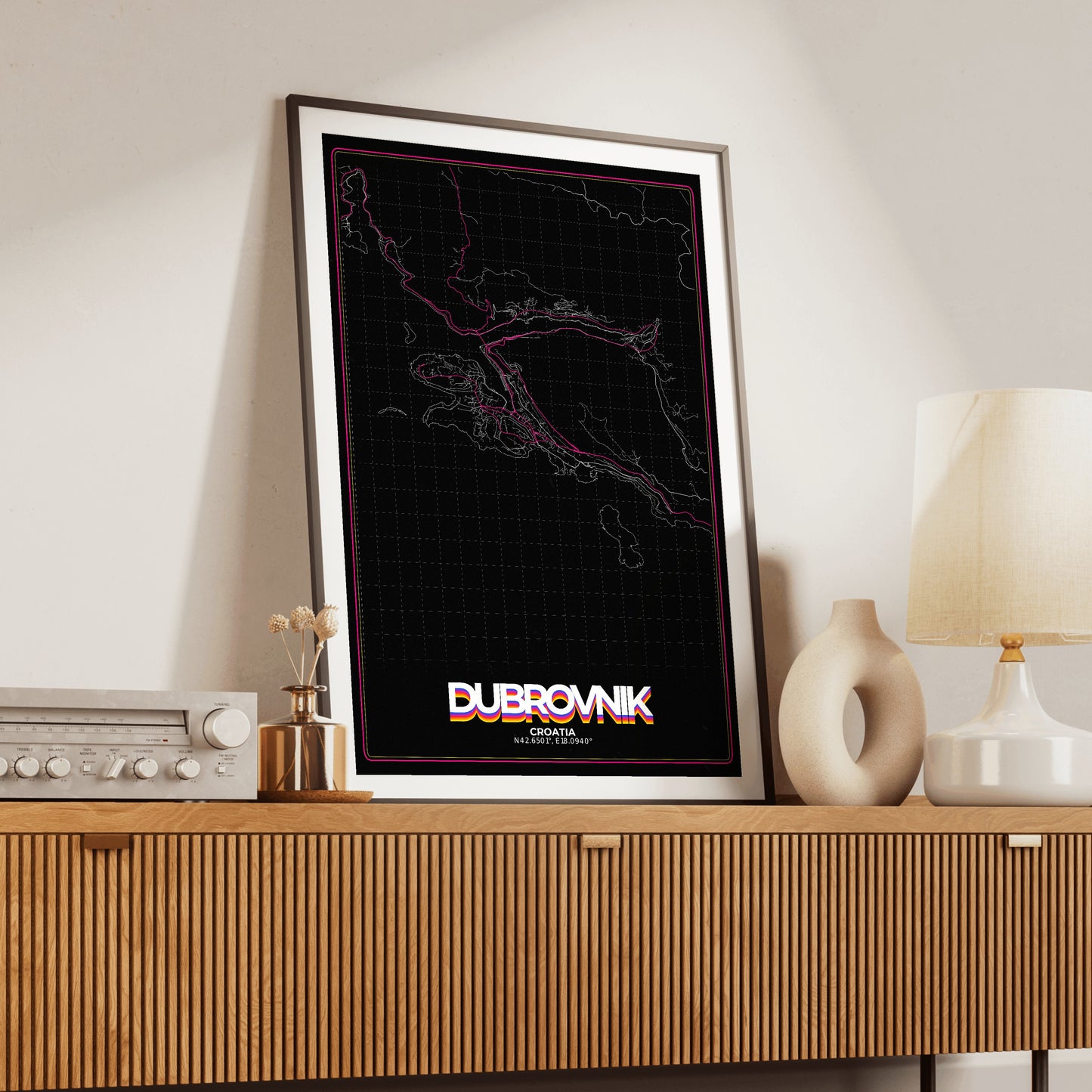 Dubrovnik Retro Map Poster