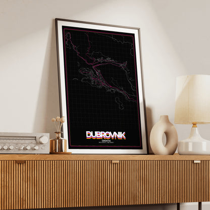 Dubrovnik Retro Map Poster
