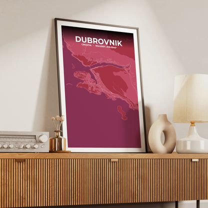 Dubrovnik Scarlet Map Poster
