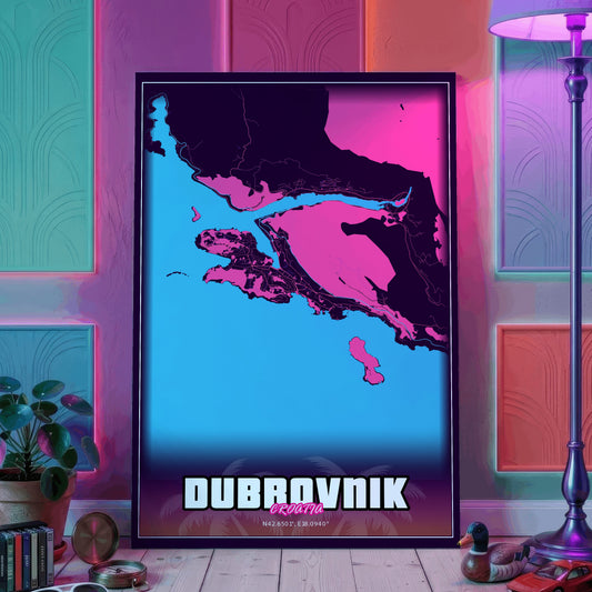 Dubrovnik GTA Map Poster
