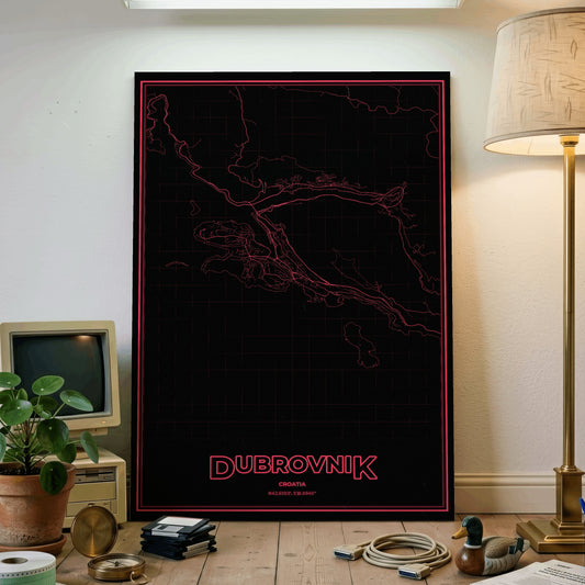 Dubrovnik Phosphor Map Poster - System Alert