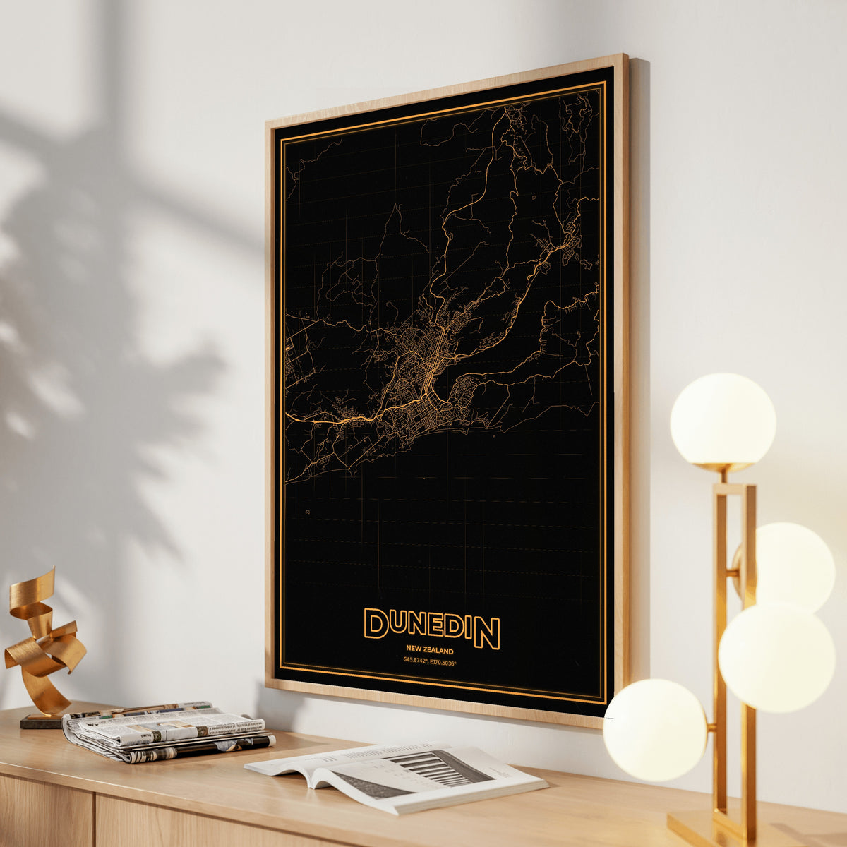 Dunedin Phosphor Map Poster - Amber CRT