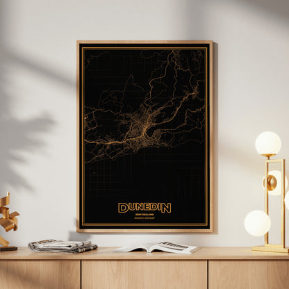 Dunedin Phosphor Map Poster - Amber CRT