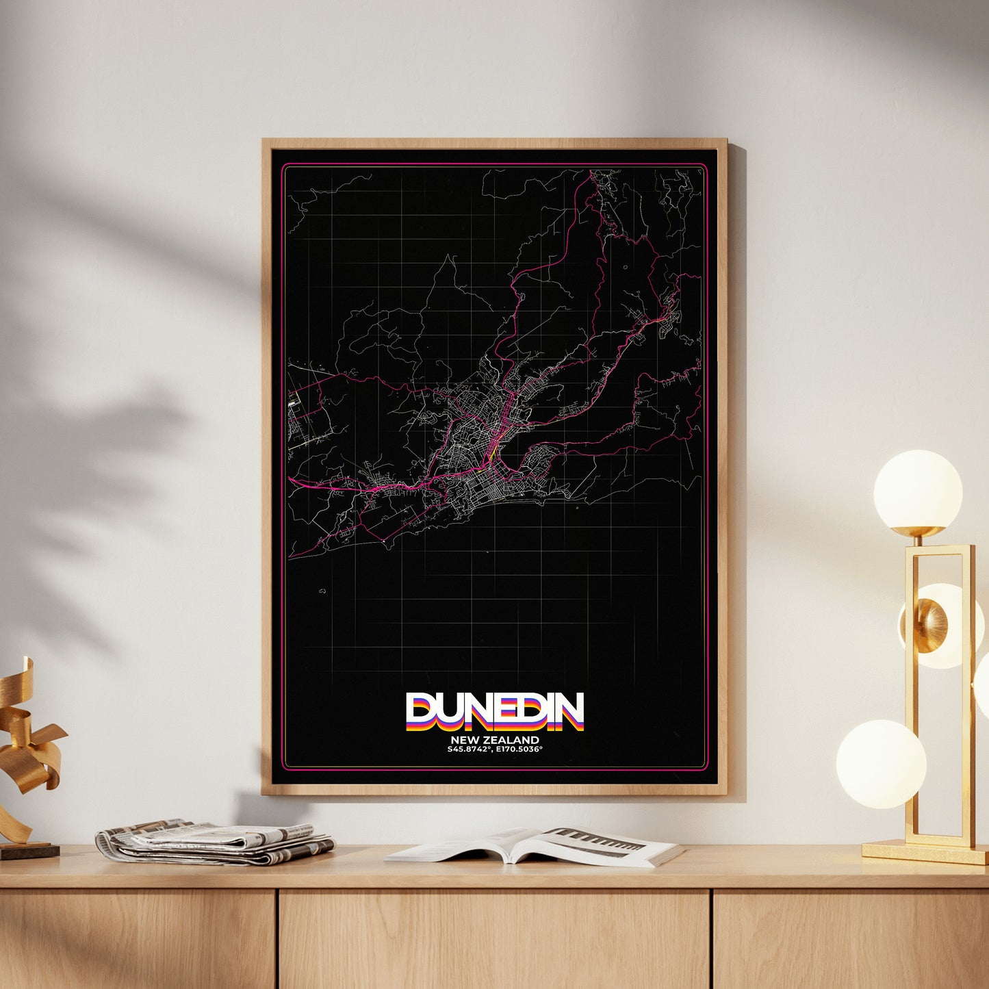 Dunedin Retro Map Poster
