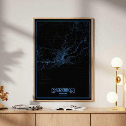 Dunedin Phosphor Map Poster - IBM Blue