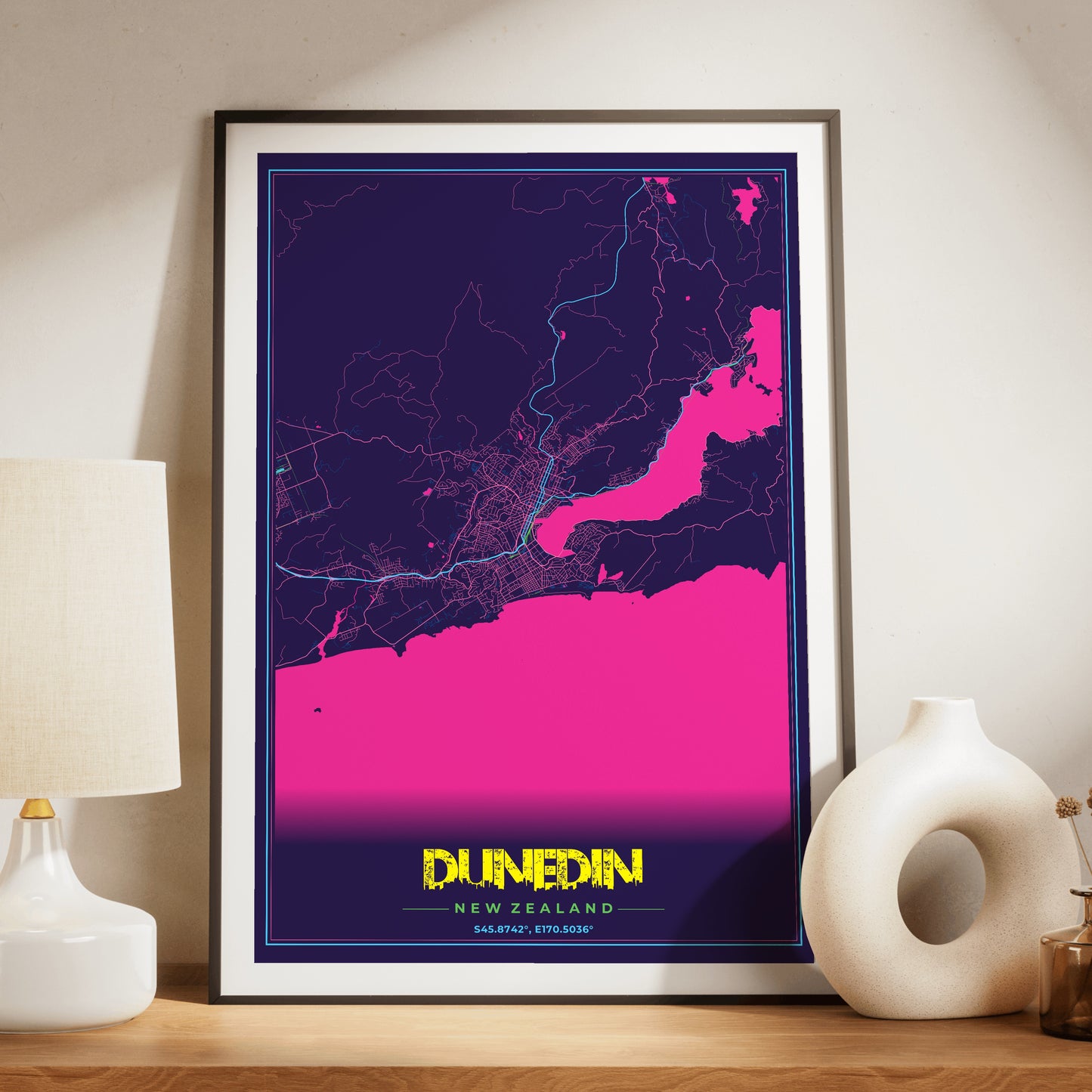 Dunedin Cyberpunk Map Poster