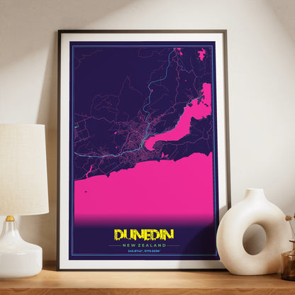Dunedin Cyberpunk Map Poster