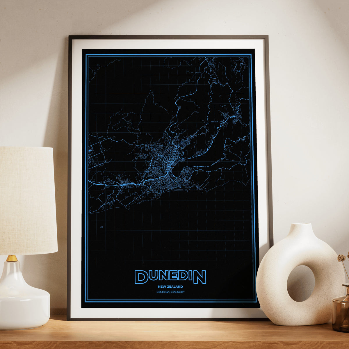 Dunedin Phosphor Map Poster - IBM Blue