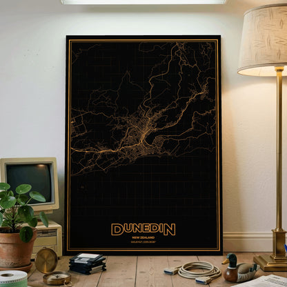 Dunedin Phosphor Map Poster - Amber CRT
