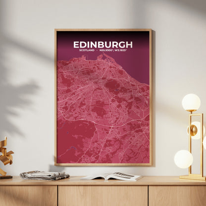 Edinburgh Scarlet Map Poster