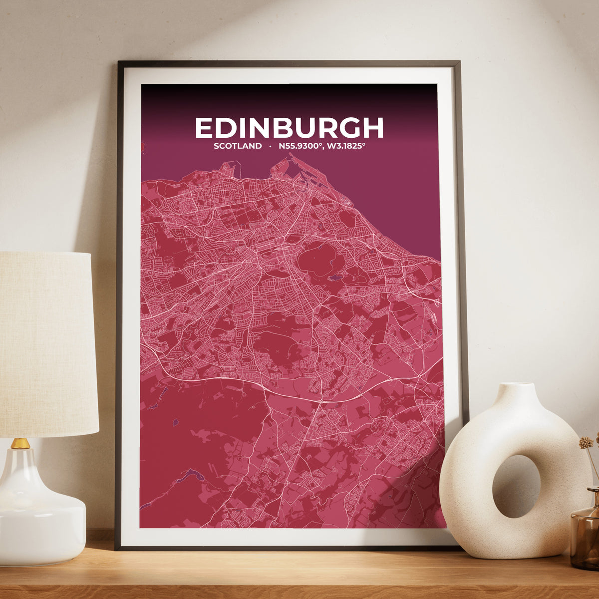 Edinburgh Scarlet Map Poster