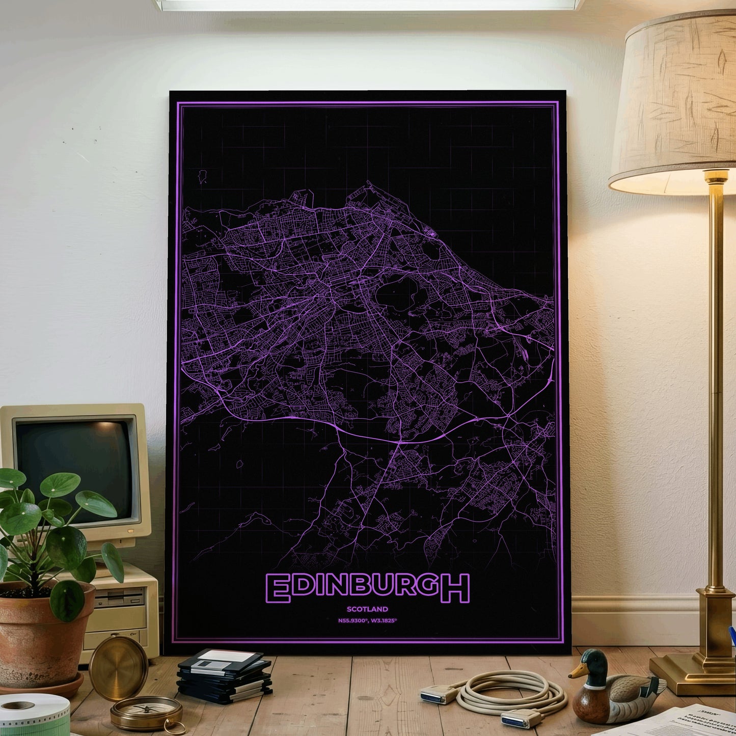 Edinburgh Phosphor Map Poster - EGA Violet