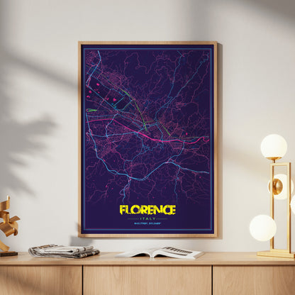 Florence Cyberpunk Map Poster