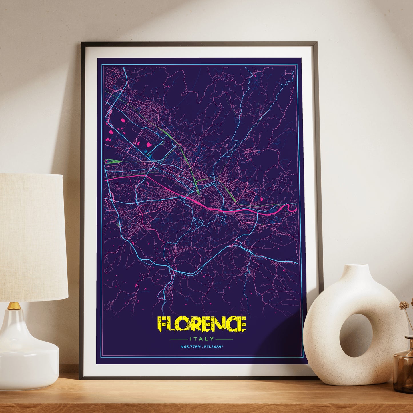 Florence Cyberpunk Map Poster