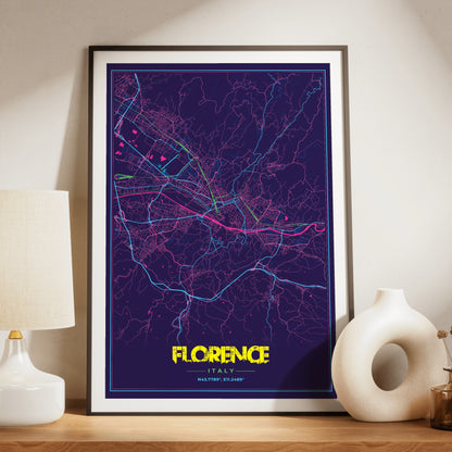 Florence Cyberpunk Map Poster