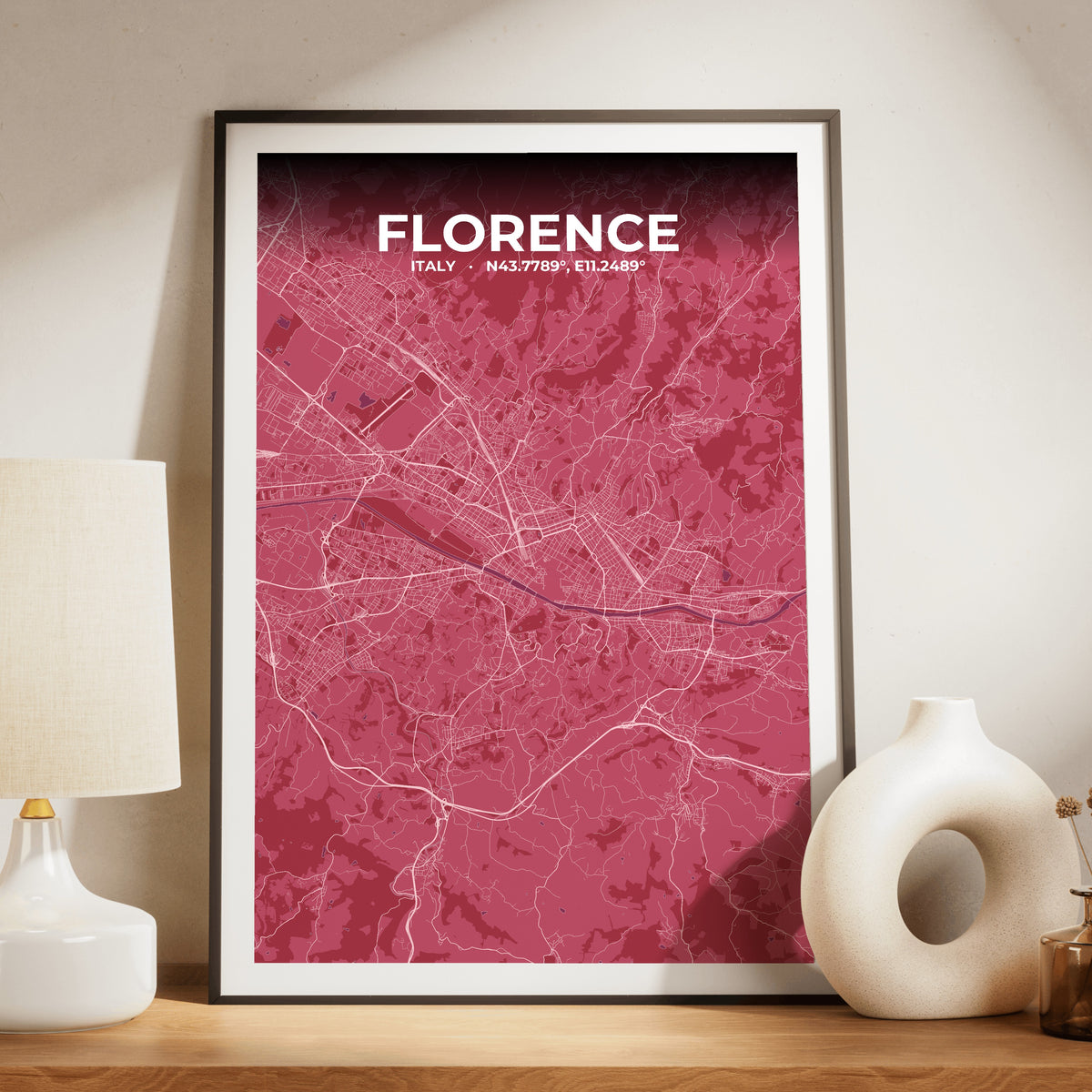 Florence Scarlet Map Poster