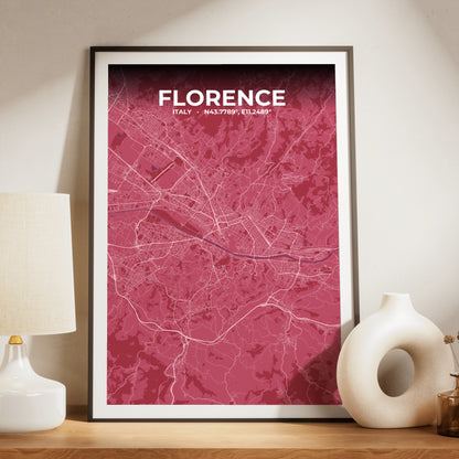 Florence Scarlet Map Poster