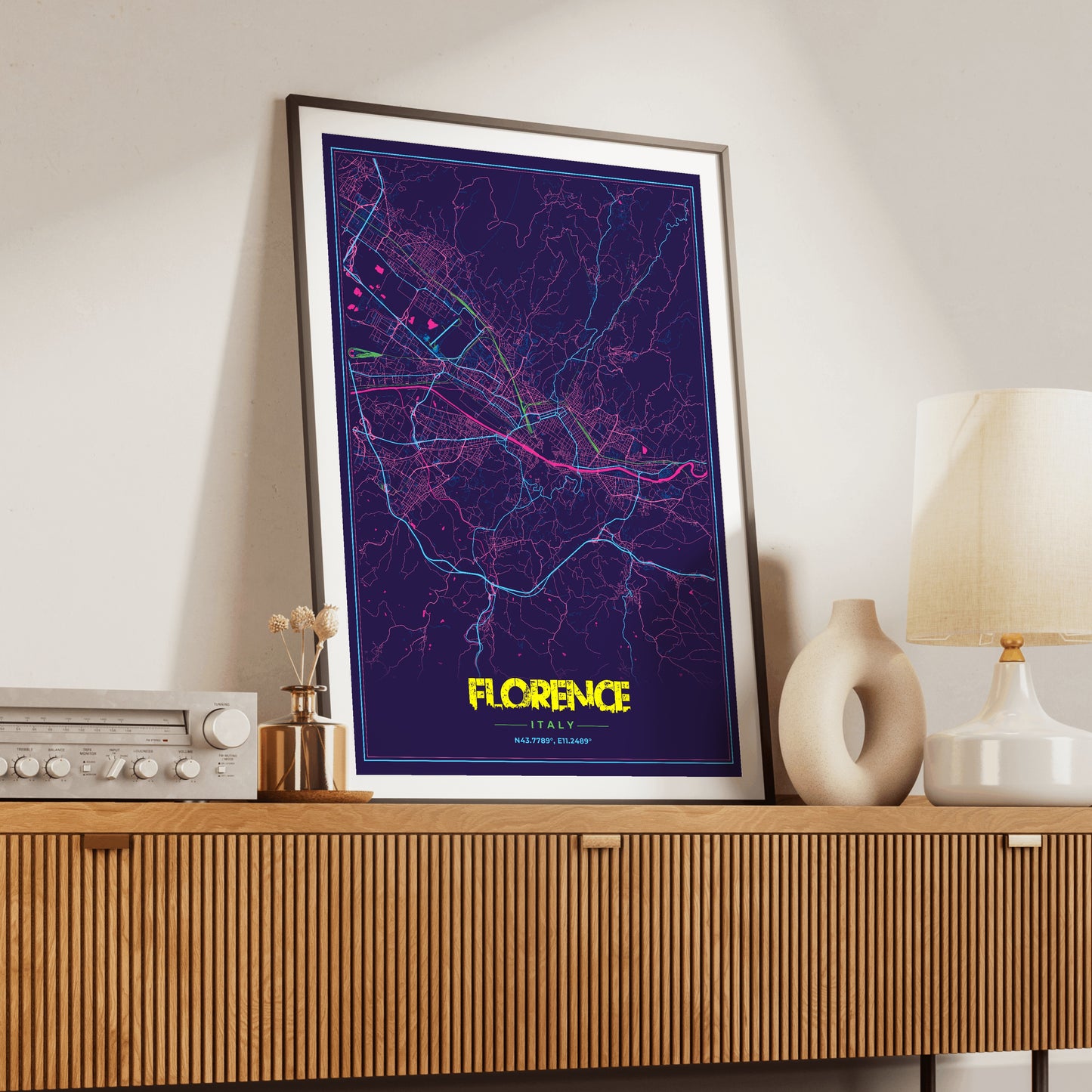 Florence Cyberpunk Map Poster