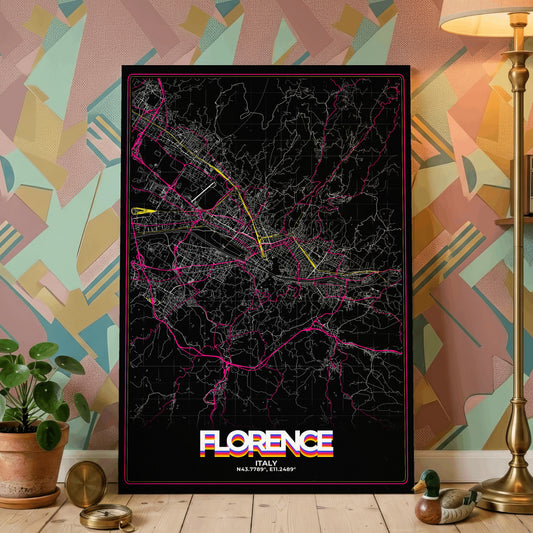 Florence Retro Map Poster