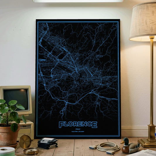 Florence Phosphor Map Poster - IBM Blue