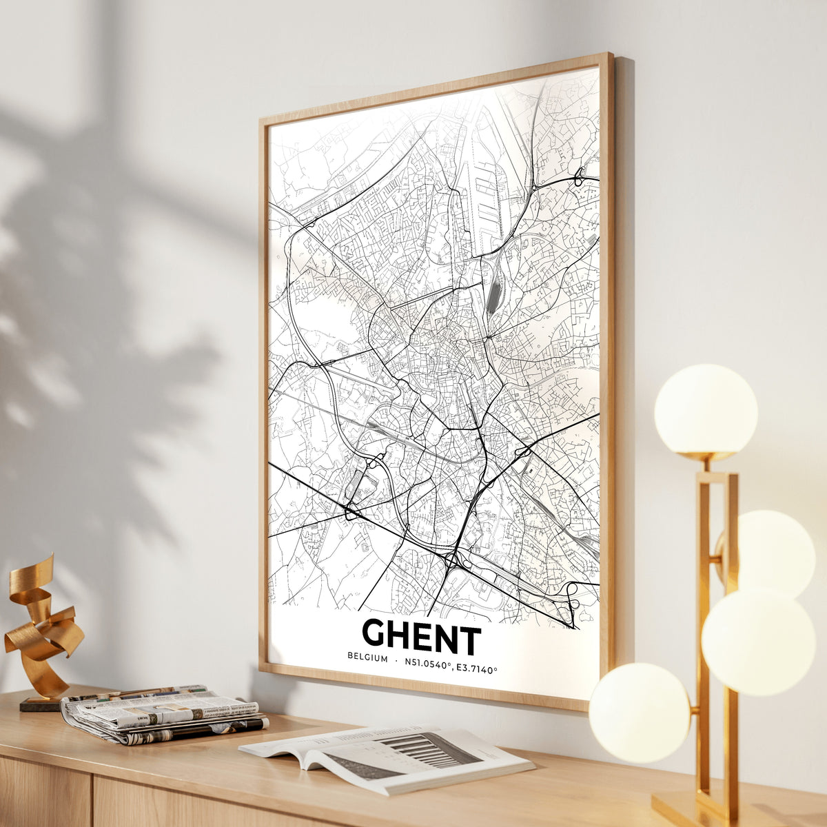 Ghent Elegant Map Poster