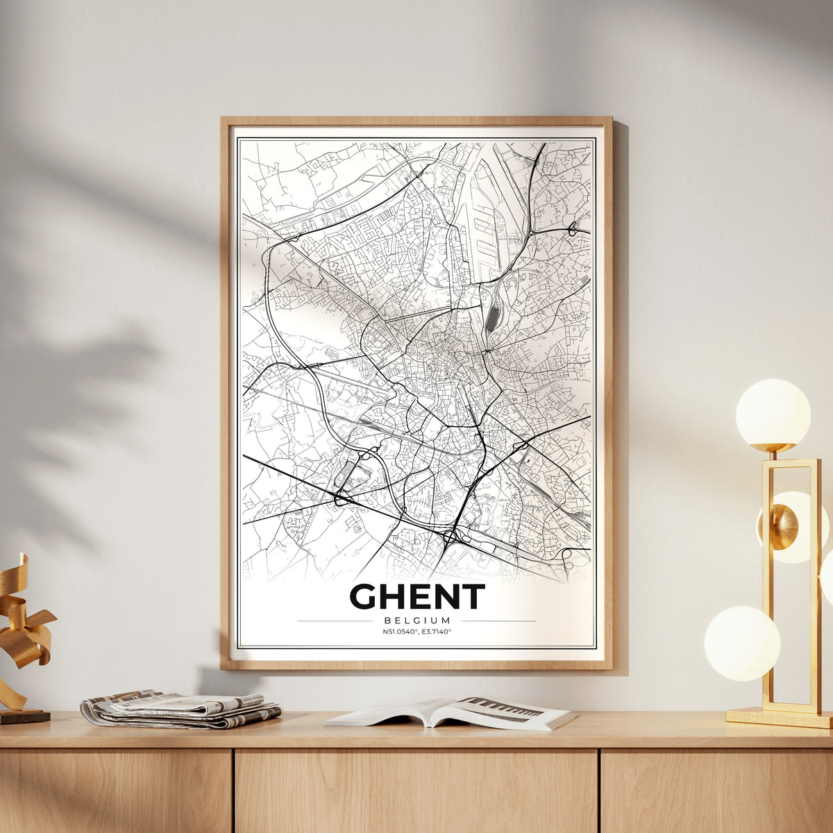 Ghent Modern Map Poster