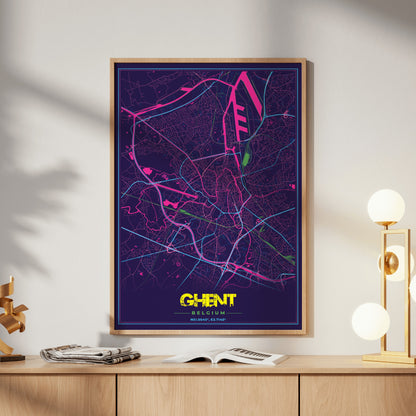 Ghent Cyberpunk Map Poster