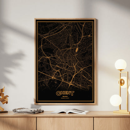 Ghent Phosphor Map Poster - Amber CRT