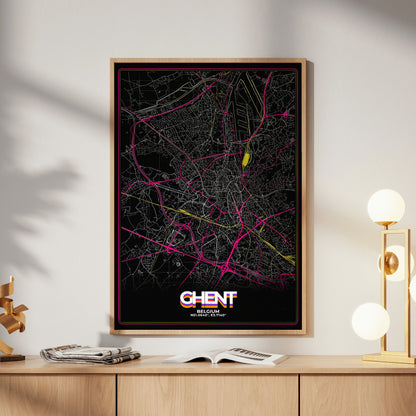 Ghent Retro Map Poster