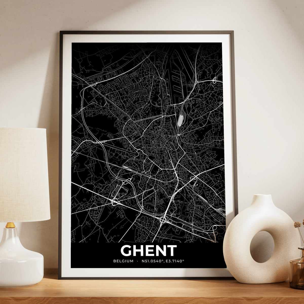 Ghent Elegant Map Poster