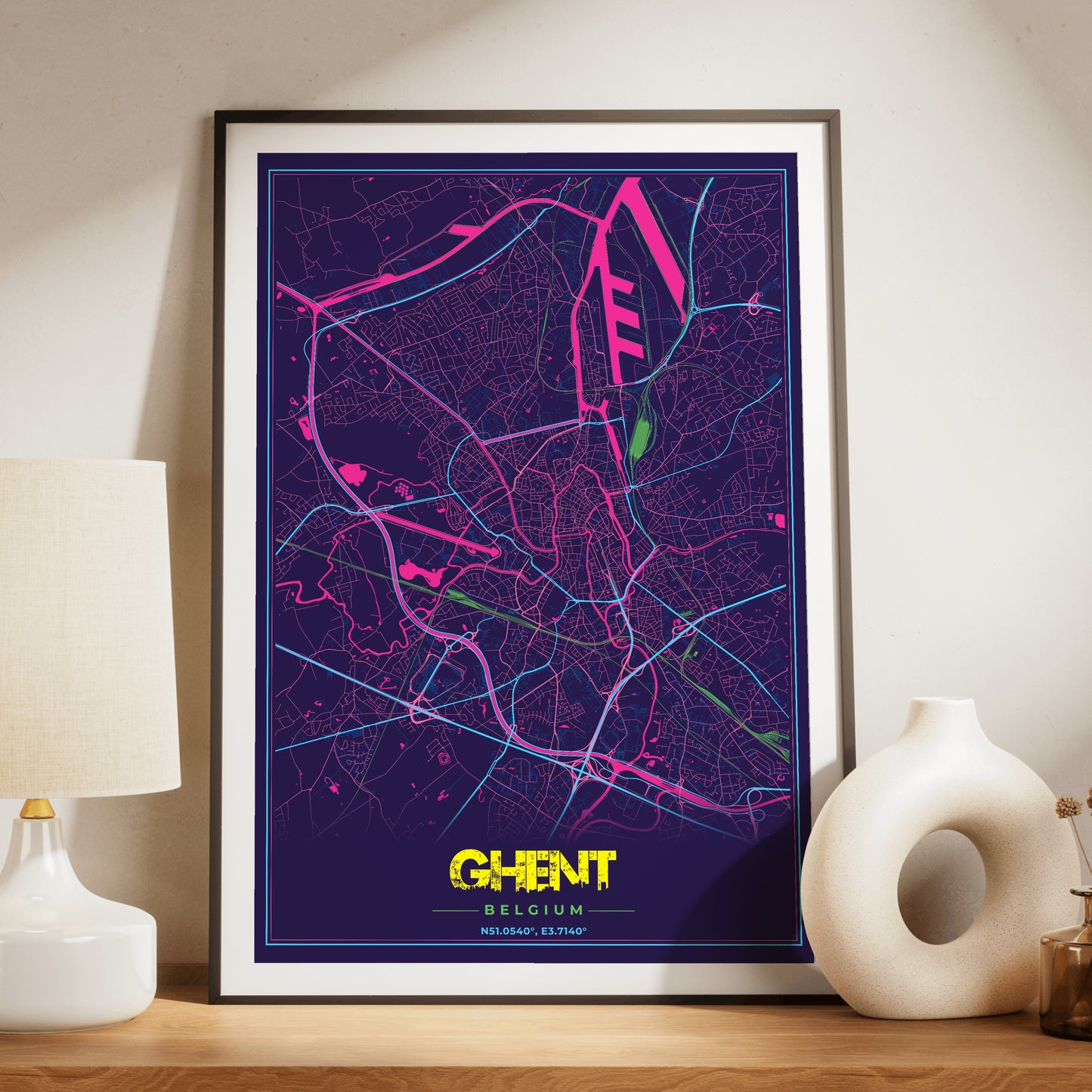 Ghent Cyberpunk Map Poster