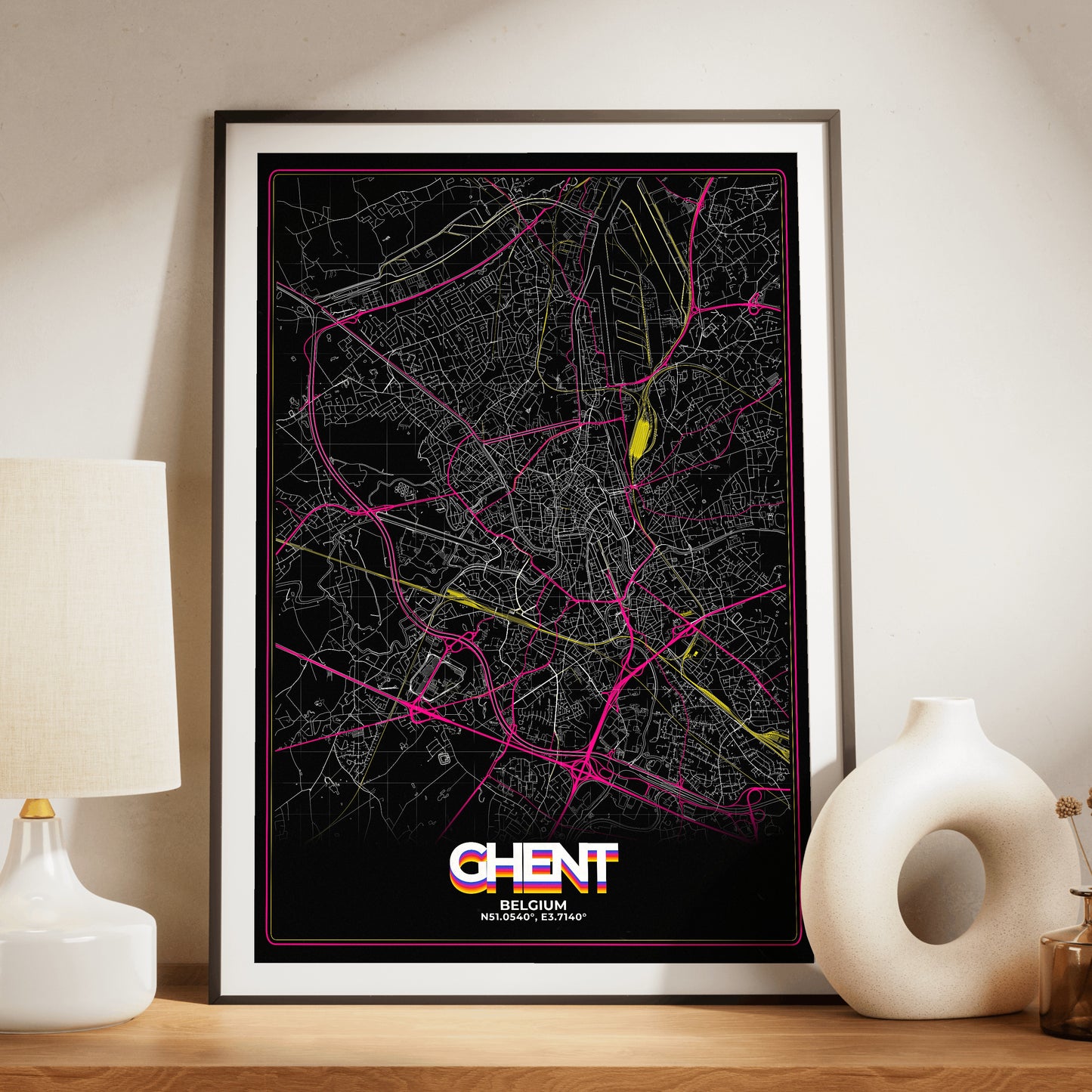Ghent Retro Map Poster