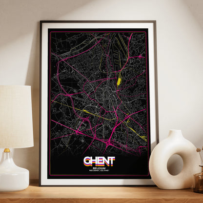Ghent Retro Map Poster