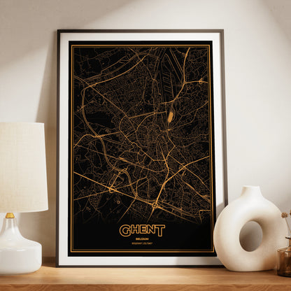 Ghent Phosphor Map Poster - Amber CRT