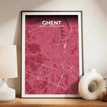 Ghent Scarlet Map Poster