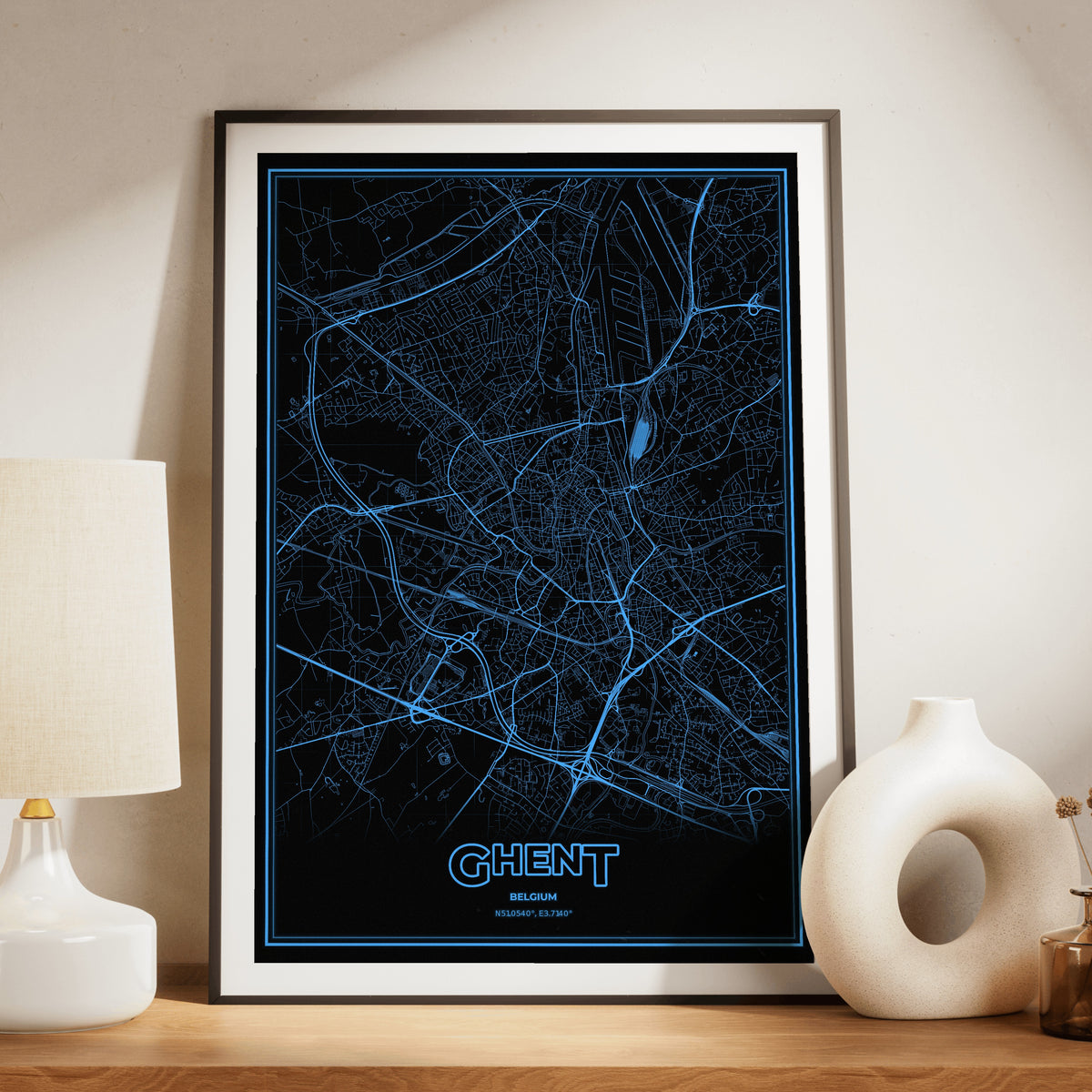 Ghent Phosphor Map Poster - IBM Blue