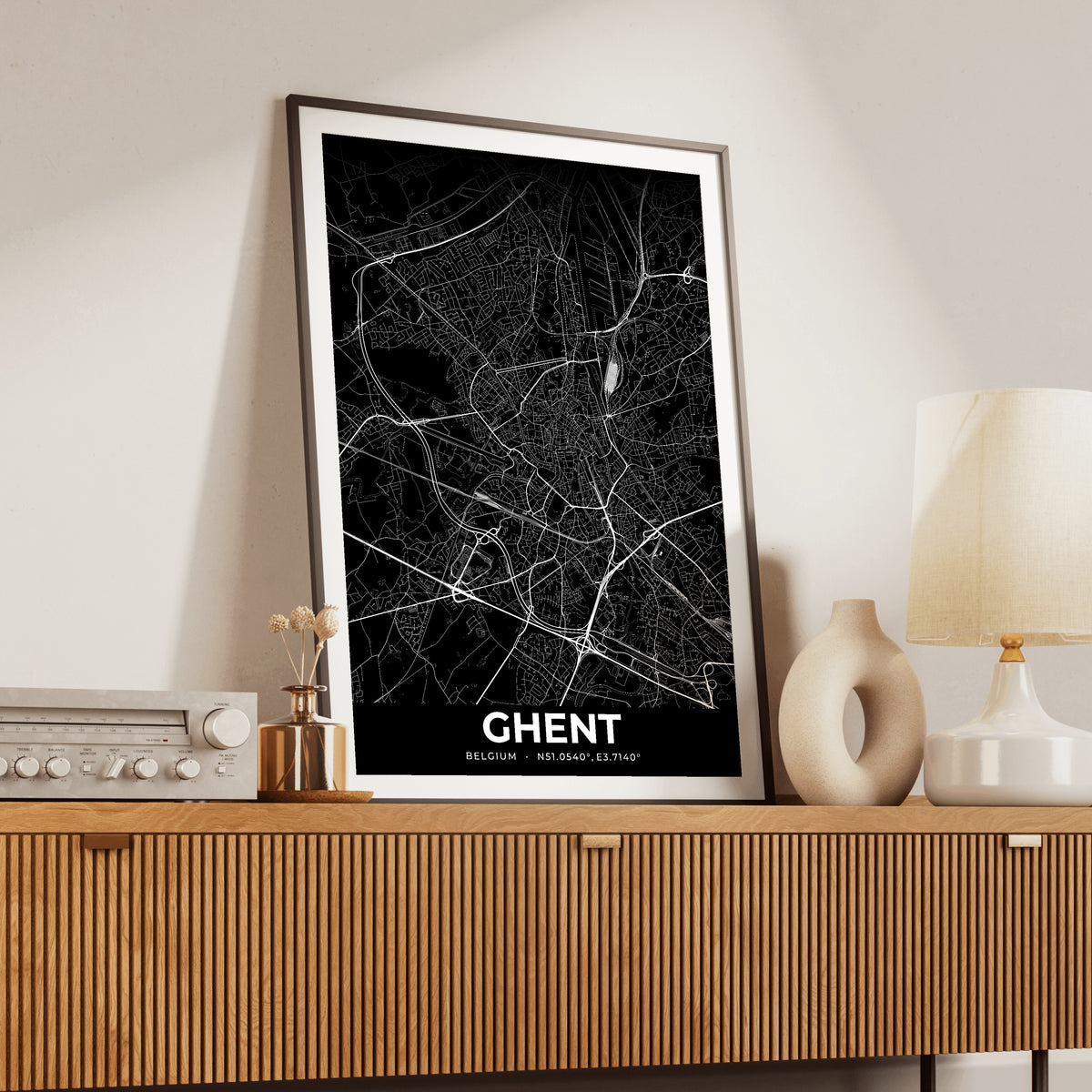Ghent Elegant Map Poster