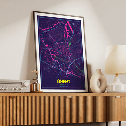 Ghent Cyberpunk Map Poster