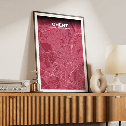 Ghent Scarlet Map Poster